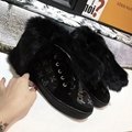 2022 new boot shoes Fox fur flat boots and shoes women shoes 2