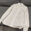 Saint Laurent 23 early spring new ruffled collar shirt ruffled lace design elega
