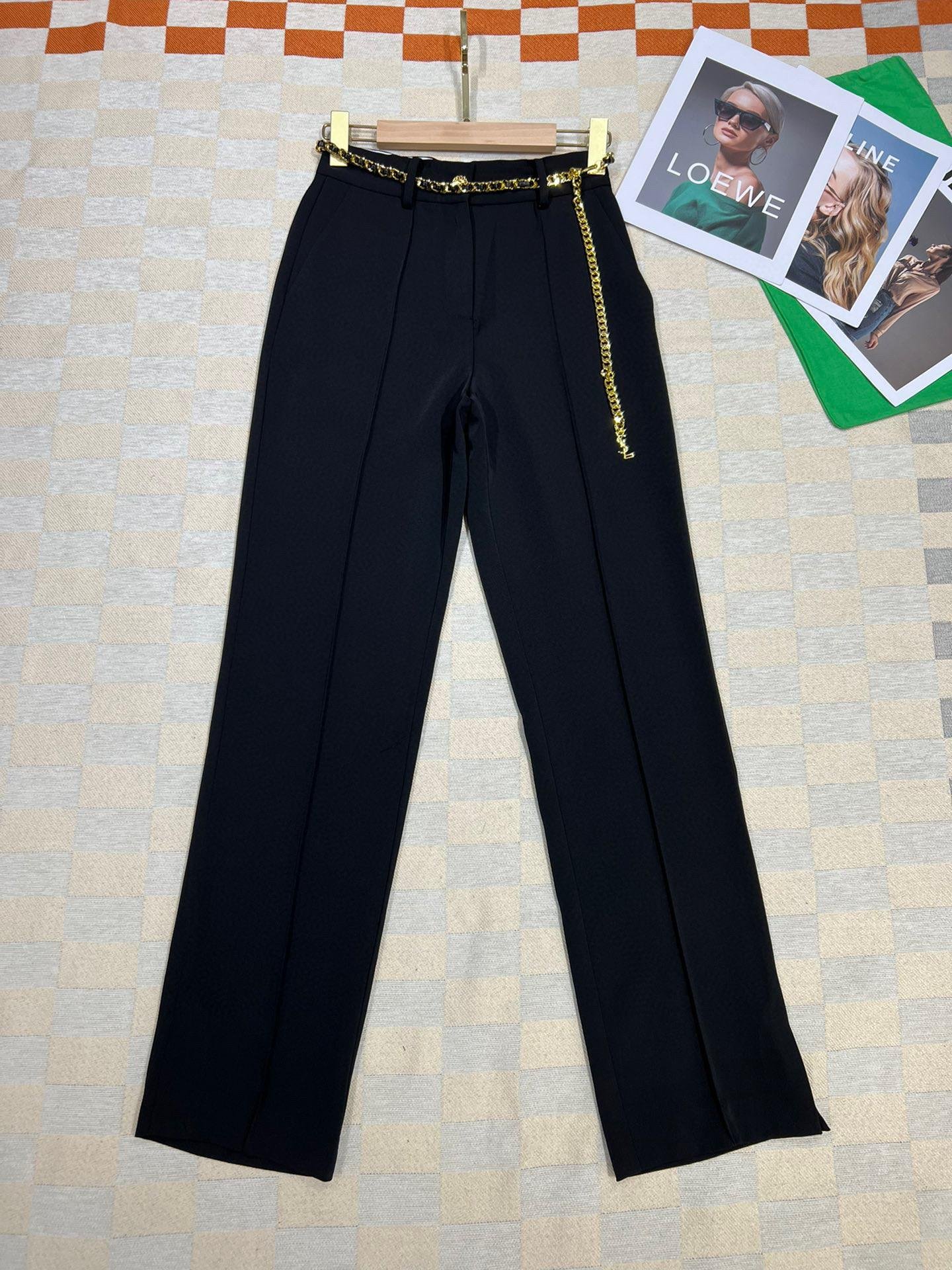 The new spring 2023 Tall waist leisure trousers Customize the fabric cutting wit