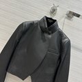 2023TOPWomen's leather temperament short style jacket leather coat 100% lambskin