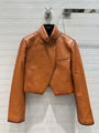 2023TOPWomen's leather temperament short style jacket leather coat 100% lambskin