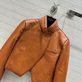 2023TOPWomen's leather temperament short style jacket leather coat 100% lambskin 14