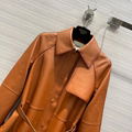 New autumn and winter long belt leather windbreaker 100% baby sheepskin