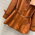 New autumn and winter long belt leather windbreaker 100% baby sheepskin