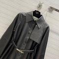 New autumn and winter long belt leather windbreaker 100% baby sheepskin 16