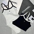 Summer new small fragrance black and white one-piece swimsuit sexy slim sling le