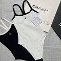 Summer new small fragrance black and white one-piece swimsuit sexy slim sling le
