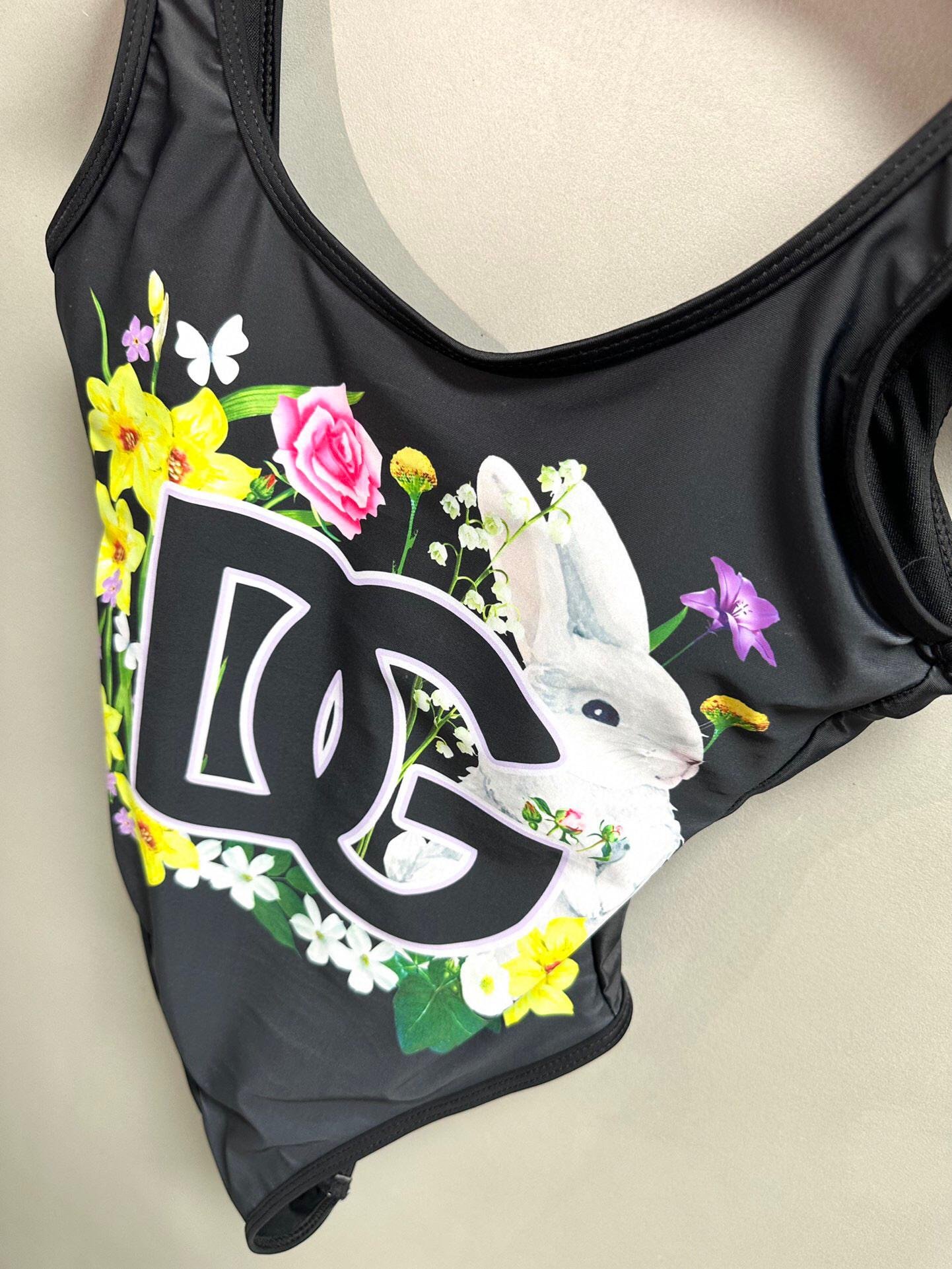 Big logo flower rabbit pattern one-piece swimsuit Year of the Rabbit limited 3
