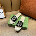 Gucci 23 Spring/Summer new original 1:1 Straw Woven Fisherman Slippers