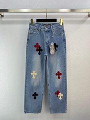 23 spring/summer series Croxin new towel embroidered cross straight leg jeans