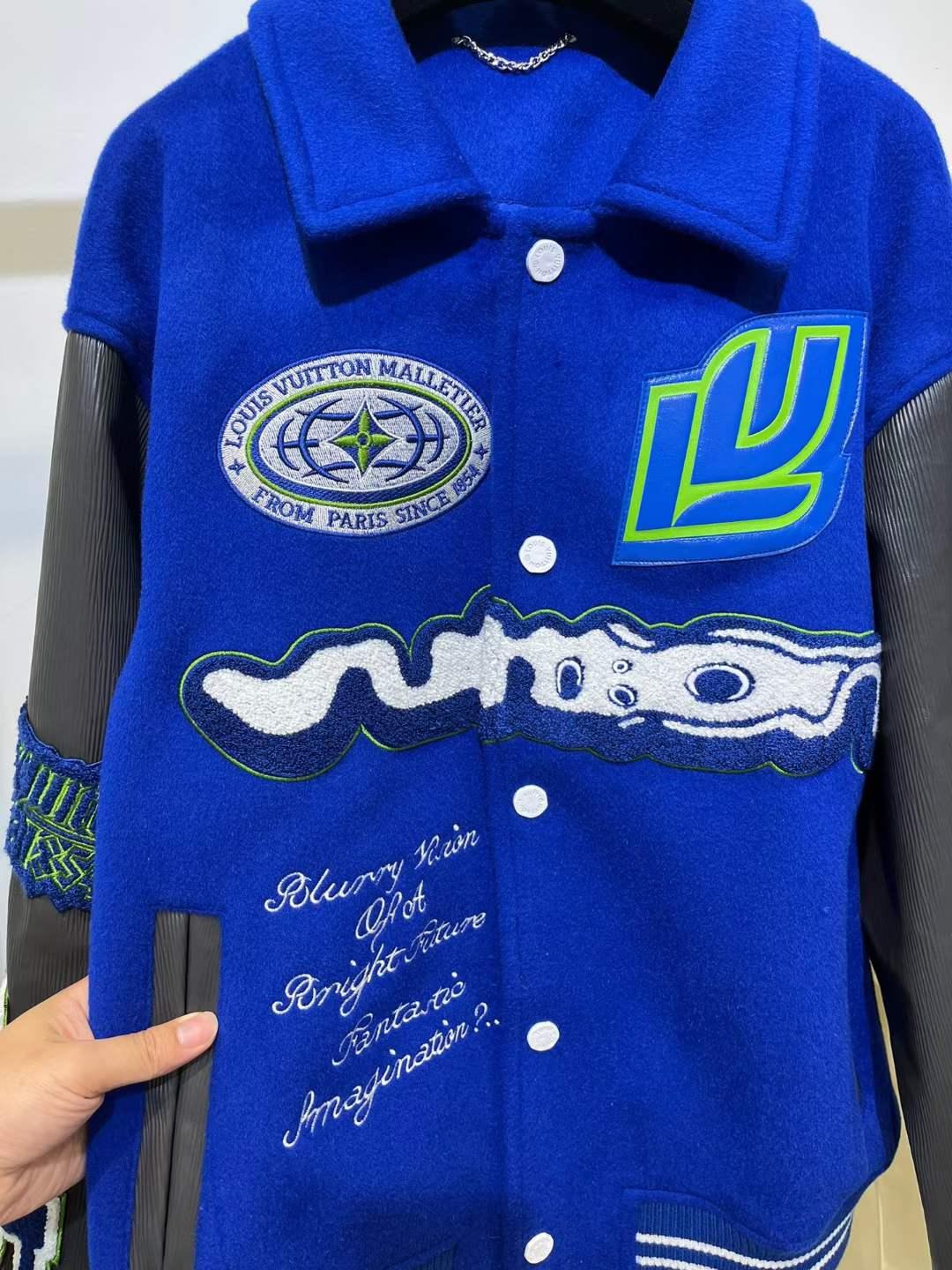     arth uniform LV2023 ss Klein Blue mixed leather bomber jacket 7
