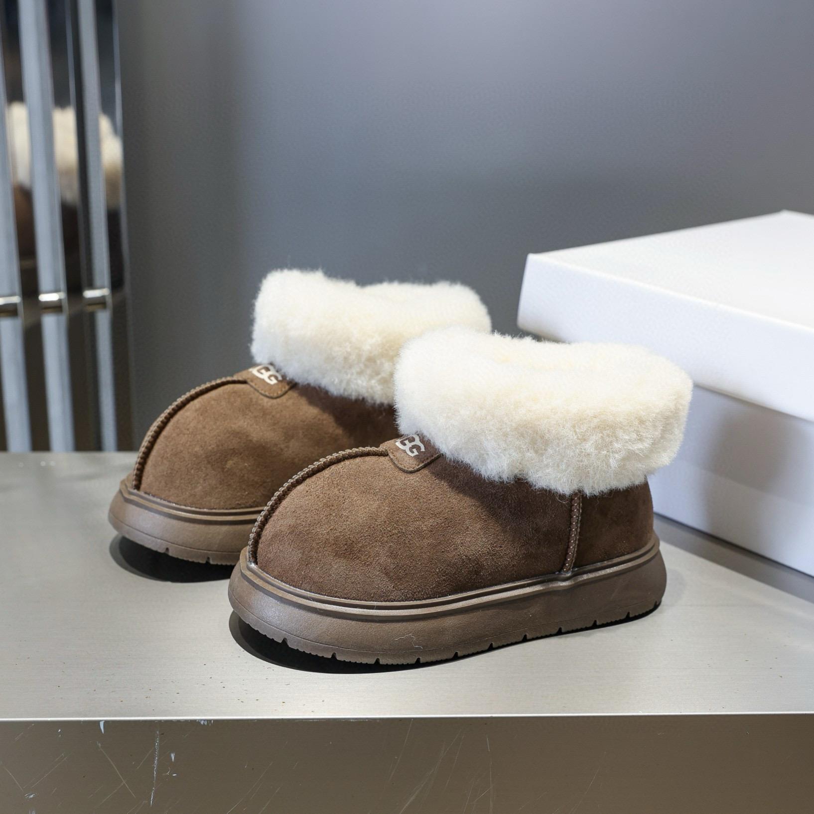 New kid shoes U-GG Cute and Fluffy Real Leather Snow Boots Size 26-37 12