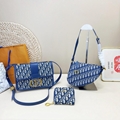 3 piece blue Montaigne Bag + Saddle underarm bag + purse High quality  women 