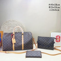 L-V 3piece presbyteria set with yellow travel bag + toiletry bag + wallet High q