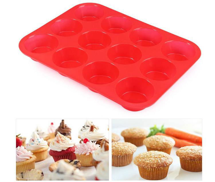 Bakeware 12 Cup Muffin Pan Silicone Cake Mold