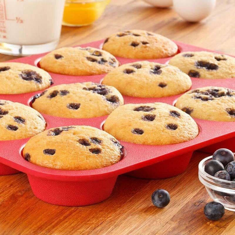 Bakeware 12 Cup Muffin Pan Silicone Cake Mold 2