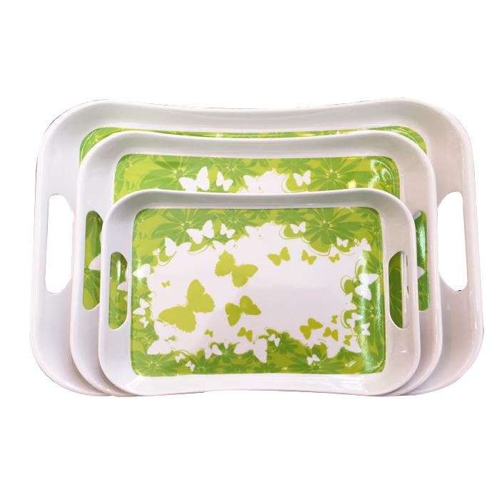 Plastic melamine dinnerware handle food serving trays set of 3 526105