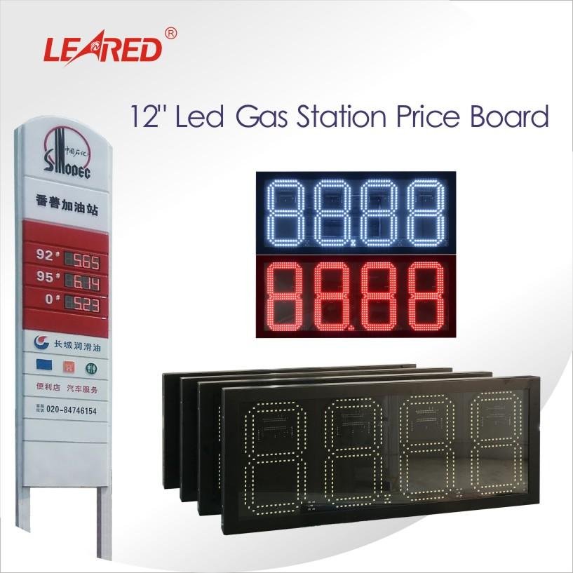 Outdoor 12 inch waterproof digital LED gas station price board manufacturer