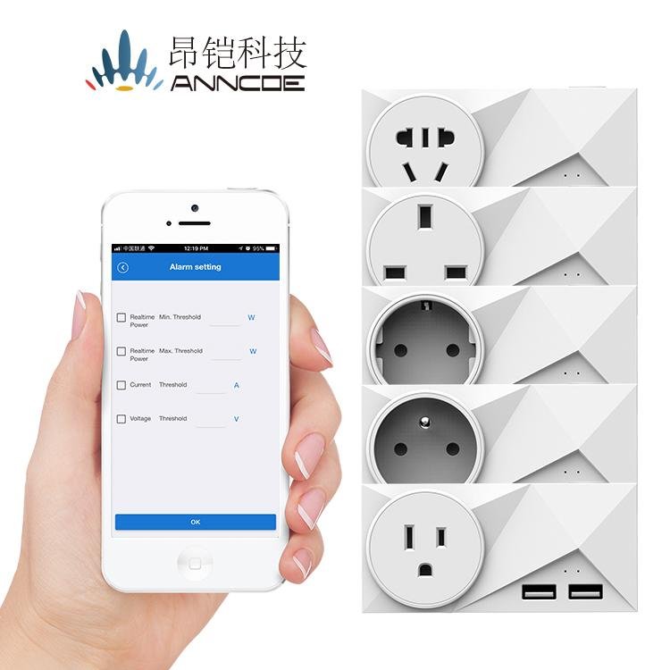 White US wifi socket plug with energy monitoring and voice control