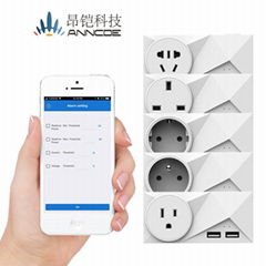 White US wifi socket plug with energy monitoring and voice control