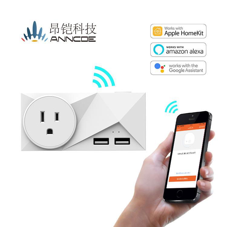 White US wifi socket plug with energy monitoring and voice control 3