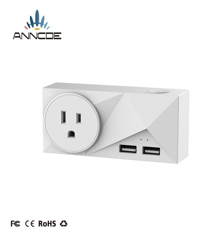 White US wifi socket plug with energy monitoring and voice control 5