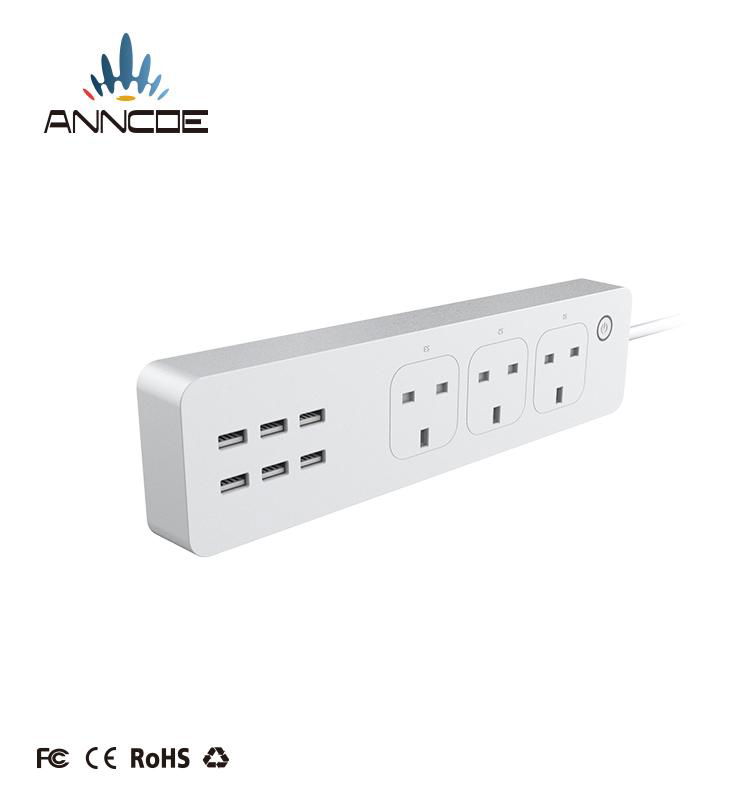 Tuya UK Wifi Smart Power Strip with 6 USB Charging Port and 4 Smart AC Plug