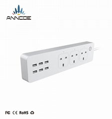 Tuya UK Wifi Smart Power Strip with 6 USB Charging Port and 4 Smart AC Plug