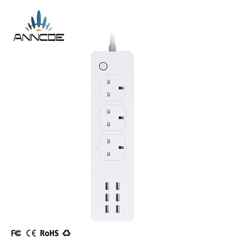 Tuya UK Wifi Smart Power Strip with 6 USB Charging Port and 4 Smart AC Plug 3