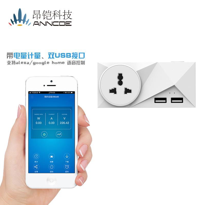 White India smart wifi socket plug with energy monitoring and voice control Type 5