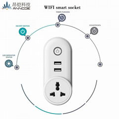 India standard wifi wireless plug socket with dual usb charging ports