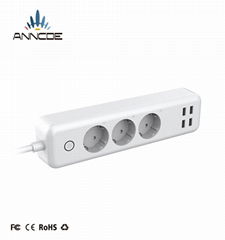  EU Plug extension socket with usb ports surge Protector eu alexa power strip EU