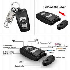 HD 4K Portable Covert Camera Carkey Camera WIFI Mini Car Key Spy Hidden Camera