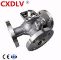 High mounting three way flanged ball