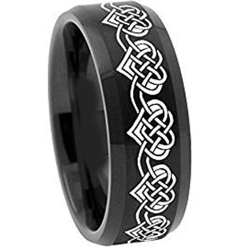 Black Tungsten Carbide Heart Wedding Band Ring