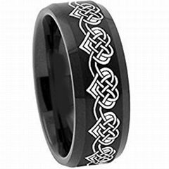 Black Tungsten Carbide Heart Wedding Band Ring