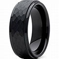 Black Tungsten Carbide Hammered Wedding Band Ring 1