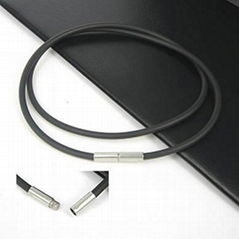 Stainless Steel Rubber Cord Chain Necklace