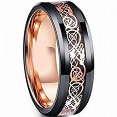 Titanium Two Tone Dragon Wedding Band Ring