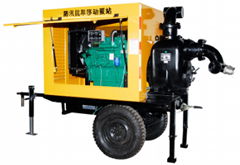 Trailer mount diesel engine sewage flow centrifugal trash pump