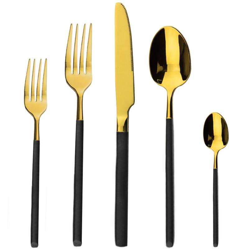 Low MOQ silverware rose gold copper cutlery set flatware dinnerware set for wedd 4