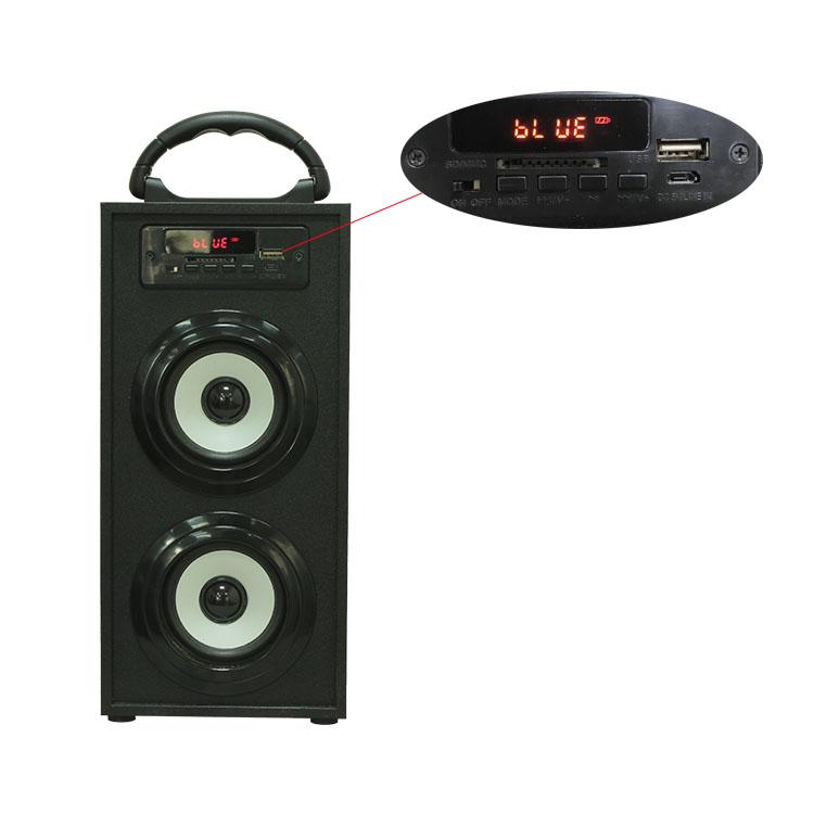 Wooden portable active party speaker with FM radio and remote control function 2