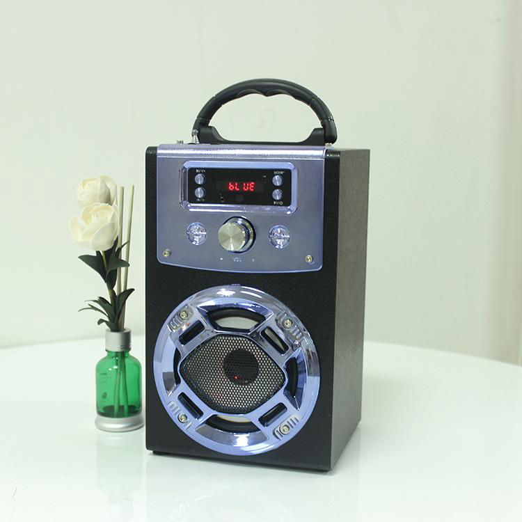 Promotional Karaoke Wooden Blue tooth Speaker with AUX and Microphone 5