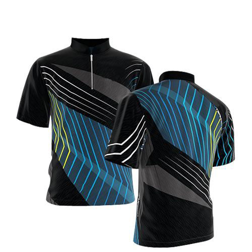 100% polyester Custom Full sublimated Zipper bowling shirts for men 2