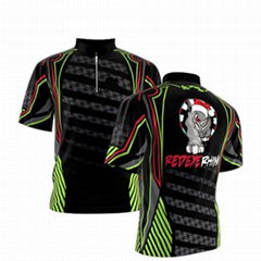 100% polyester Custom Full sublimated Zipper bowling shirts for men