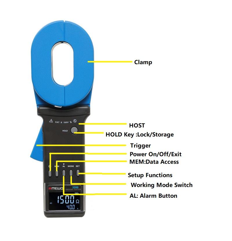 MEWOI3200 Clamp on Earth Resistance Tester 4