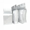 Matellized flat bottom pouch with valve silver dried food packaging bag