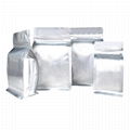 Silver Aluminum Foil Flat Bottom Pouch with Zipper For Food Packaging Bags