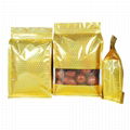 Golden shiny block bottom pouch with rectangle window dried food packaging bag
