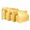 Kraft paper flat bottom box pouch with zipper and valve for food packaging bag 1